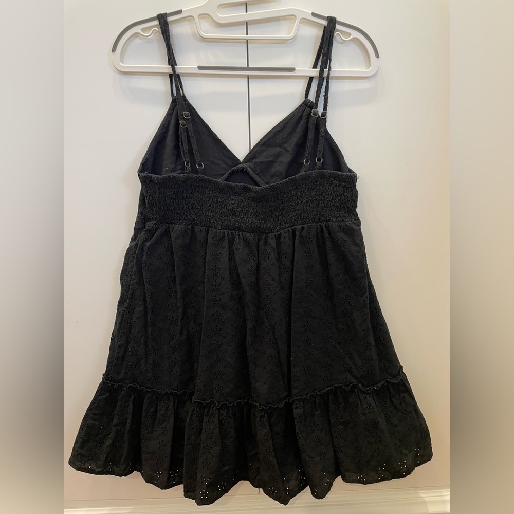 Black Sleeveless Dress with Eyelet Detail